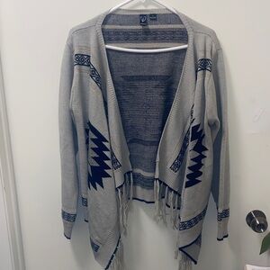 Aztec Patterned Gray and Black Women's Cardigan